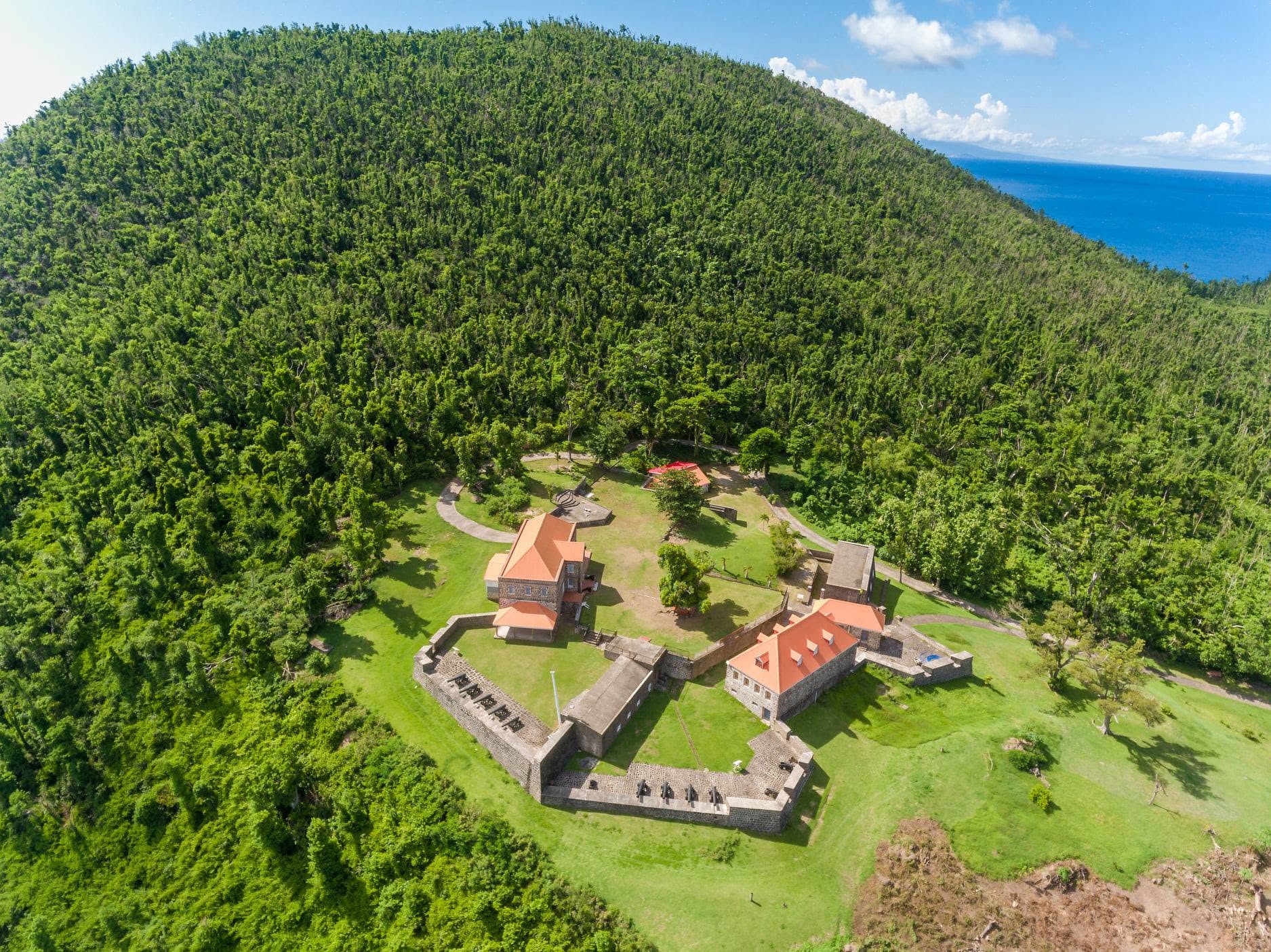 Fort Shirley at Cabrits National Park surrounded by forest